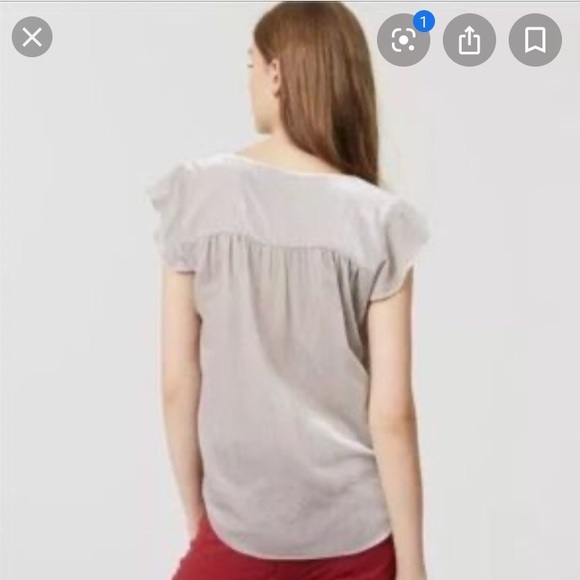 LOFT | Velvet Ruffle Sleeve V-Neck Top, NWT - Picture 2 of 7